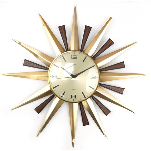 1482 - Vintage and later clocks including mid century Metamec sunburst wall clock, the largest 57cm in diam... 