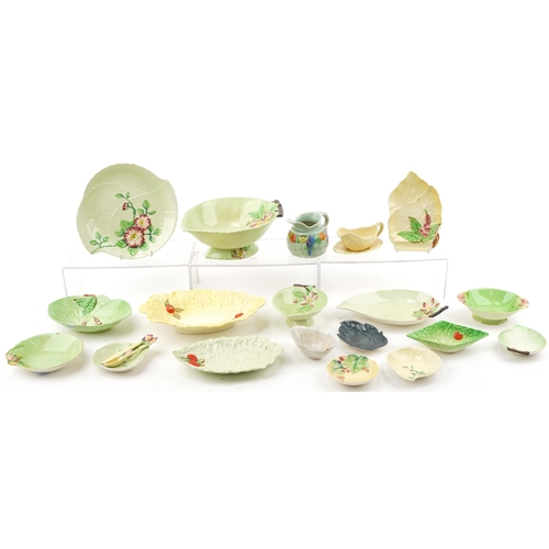 1162 - Carlton Ware collectable china including leaf dishes and jug hand painted with flowers, the largest ... 