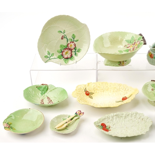 1162 - Carlton Ware collectable china including leaf dishes and jug hand painted with flowers, the largest ... 