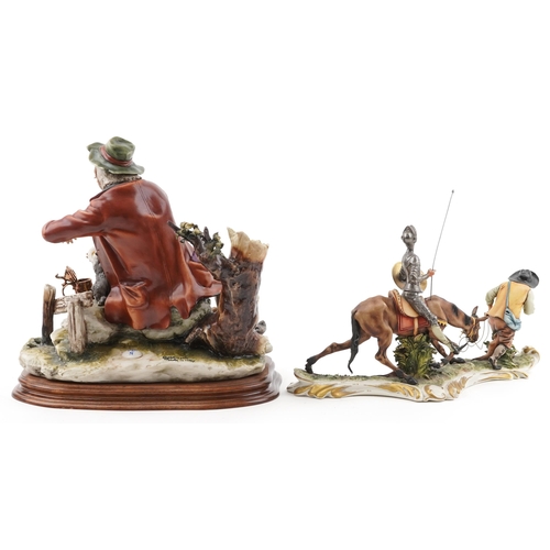 1167 - Two Capodimonte hand painted porcelain figure groups including Tride & Santagostino, the largest 35c... 