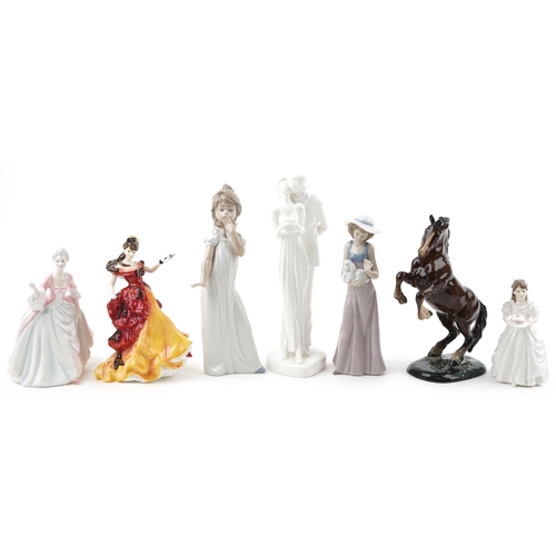 1165 - Collectable figures and animals including Beswick rearing horse, Royal Doulton Figure of the Year Be... 