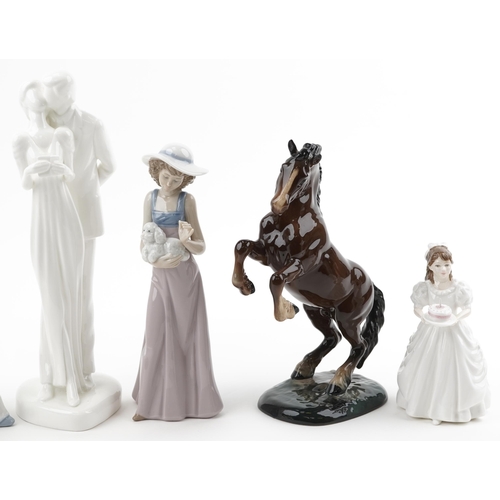 1165 - Collectable figures and animals including Beswick rearing horse, Royal Doulton Figure of the Year Be... 