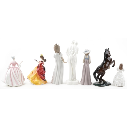 1165 - Collectable figures and animals including Beswick rearing horse, Royal Doulton Figure of the Year Be... 