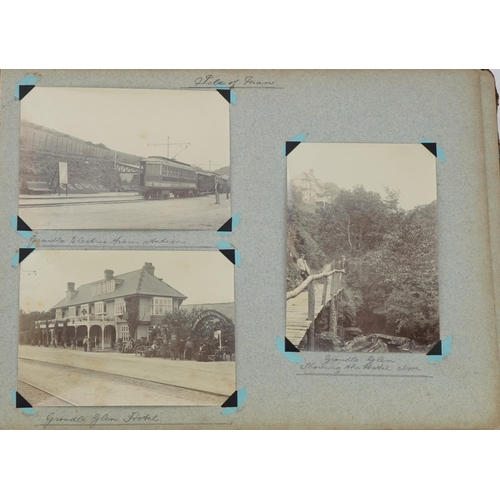 750 - Early 20th century black and white photographs relating to the Isle of Man arranged in an album incl... 