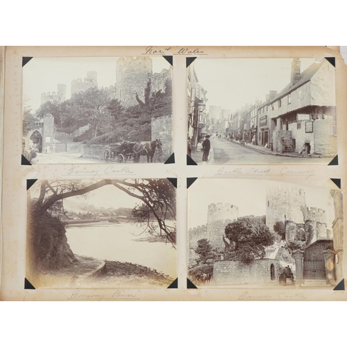 751 - Early 20th century black and white photographs arranged in an album including Staffordshire, Warwick... 