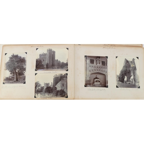 751 - Early 20th century black and white photographs arranged in an album including Staffordshire, Warwick... 