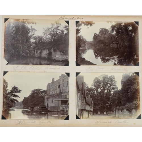 751 - Early 20th century black and white photographs arranged in an album including Staffordshire, Warwick... 