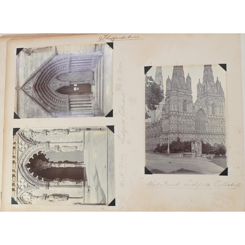 751 - Early 20th century black and white photographs arranged in an album including Staffordshire, Warwick... 