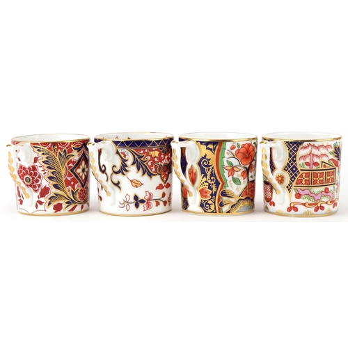 79 - Set of four Royal Crown Derby Curator's Collection 'Pardoe' coffee cans and saucers comprising Acant... 