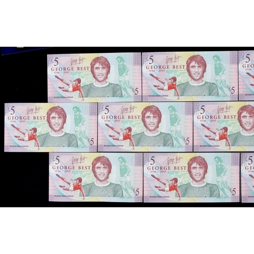 566 - Ten count these 2006 Ulster Bank Limited George Best design five pound notes, including three with c... 