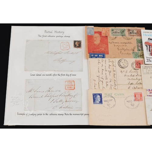 668 - 19th century and later postal history including a Penny Black cover dated 1840 and a Penny Red examp... 