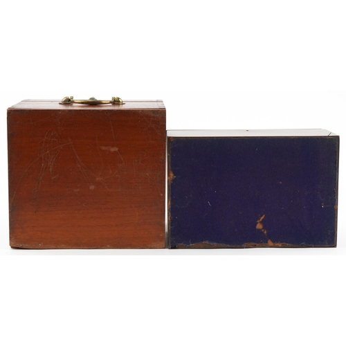 1489 - Inlaid rosewood workbox with fitted lift out interior and a hardwood humidor with brass carrying han... 