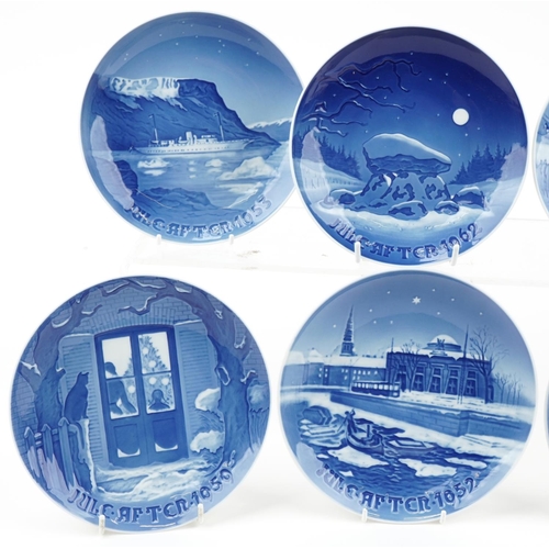 1155 - Bing & Grondahl and Royal Copenhagen, eight Danish porcelain 1950s and 60s Christmas plates comprisi... 