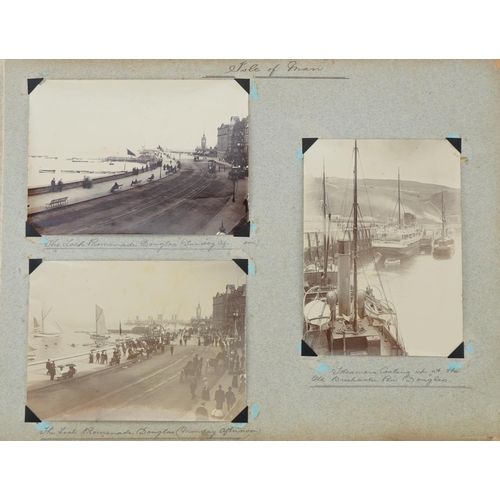 750 - Early 20th century black and white photographs relating to the Isle of Man arranged in an album incl... 