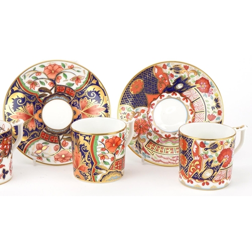 79 - Set of four Royal Crown Derby Curator's Collection 'Pardoe' coffee cans and saucers comprising Acant... 