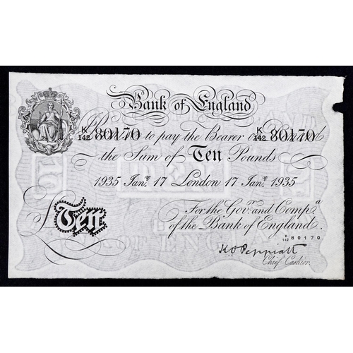 553 - Bank of England 1935 white ten pound note, Chief Cashier K O Peppiatt, serial number 142K 80170