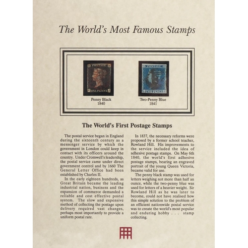 665 - The World's Most Famous Stamps by The Westminster Collection comprising Penny Black and Two Penny Bl... 