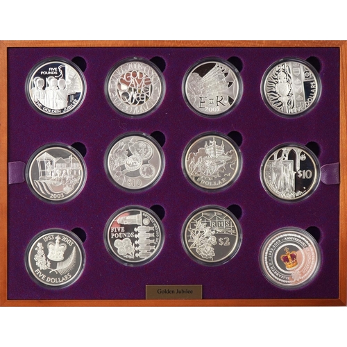 626 - Queen Elizabeth II Golden Jubilee silver proof coin collection comprising twenty four coins housed i... 