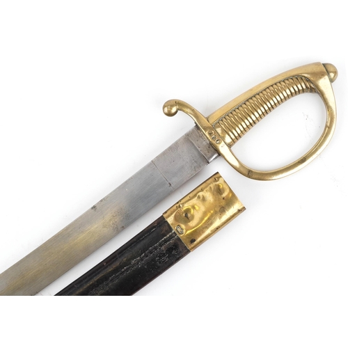 1798 - Military interest Napoleonic War infantry sabre with scabbard and steel blade with impressed mark, t... 