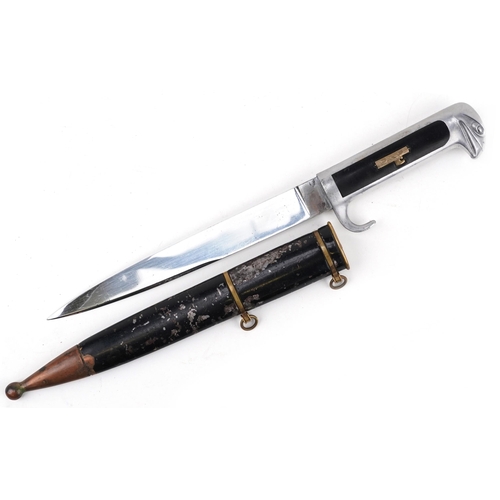 1833 - Italian military interest leader's NVSN dagger with scabbard and steel blade, 34.5cm in length