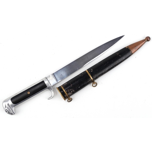 1833 - Italian military interest leader's NVSN dagger with scabbard and steel blade, 34.5cm in length