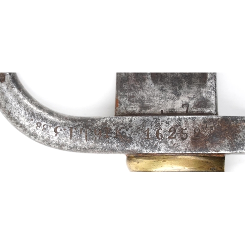 1800 - French military interest bayonet with scabbard and steel blade, 71cm in length