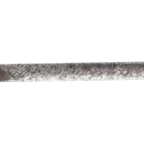 1800 - French military interest bayonet with scabbard and steel blade, 71cm in length