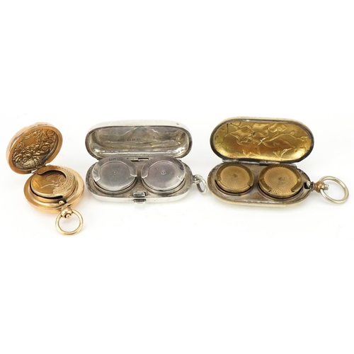 325A - Three Victorian and later sovereign and half sovereign cases, one silver hallmarked Chester 1899, th... 