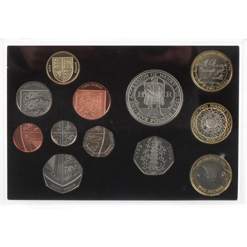 647 - Elizabeth II 2009 UK proof coin set by The Royal Mint with fitted case including Kew Gardens fifty p... 