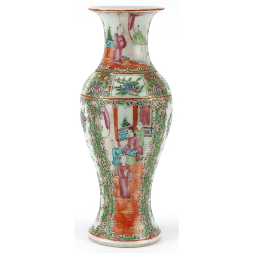 221 - Chinese porcelain vase hand painted in the famille rose palette with flowers, birds and scenes, 25cm... 