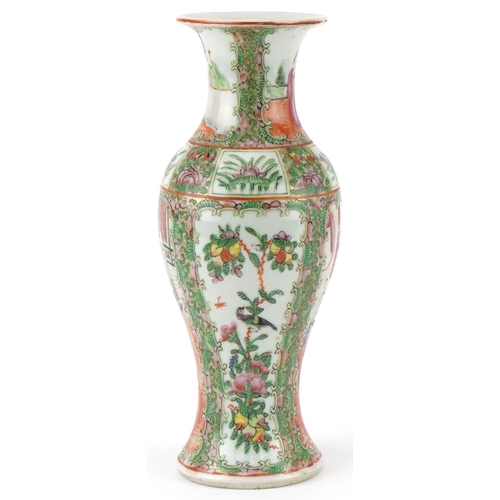 221 - Chinese porcelain vase hand painted in the famille rose palette with flowers, birds and scenes, 25cm... 