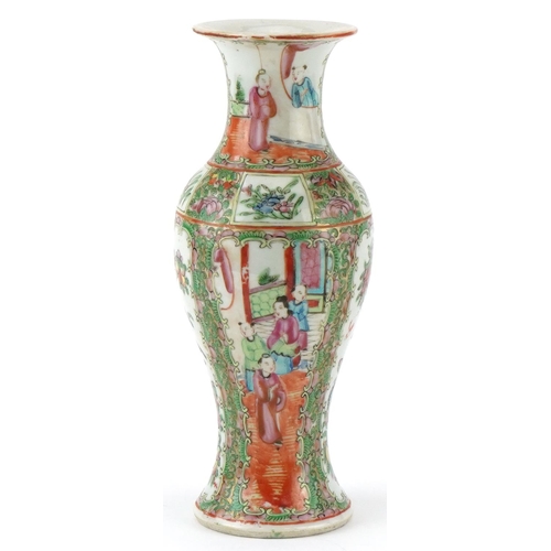 221 - Chinese porcelain vase hand painted in the famille rose palette with flowers, birds and scenes, 25cm... 