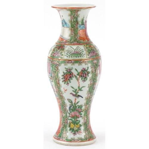 221 - Chinese porcelain vase hand painted in the famille rose palette with flowers, birds and scenes, 25cm... 