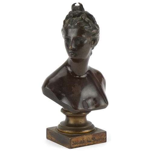 16 - French Société des Bronzes bust of a female, possibly Selene the Greek Goddess, 22cm high