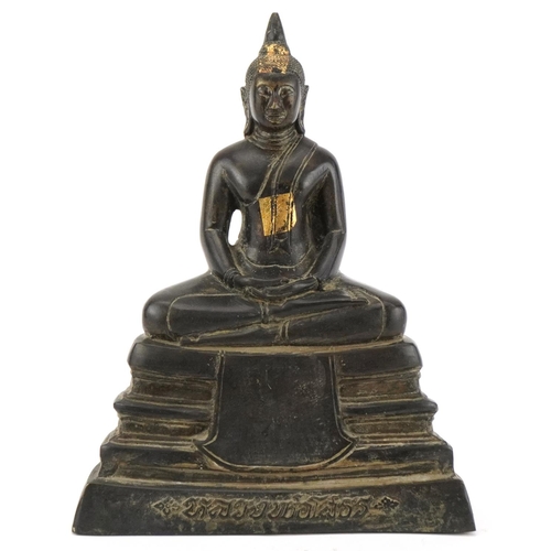 185 - Oriental gilt bronze Buddha, 24cm high