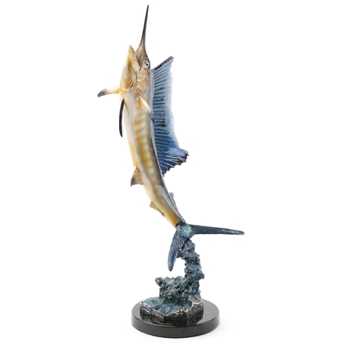 243 - Robert Wyland limited edition - Large hand painted sculpture of a Marlin Sailfish in full flight, nu... 