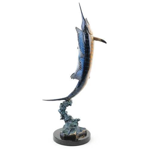 243 - Robert Wyland limited edition - Large hand painted sculpture of a Marlin Sailfish in full flight, nu... 