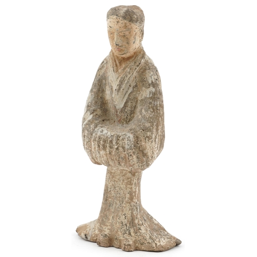 192 - Chinese Han dynasty pottery model of an elder, with certificate, 29cm high