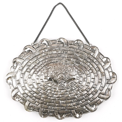 380 - Turkish silver vanity mirror, 25cm wide