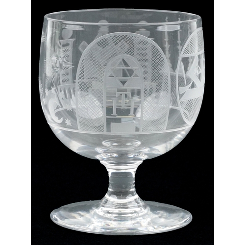 87 - Victorian Masonic glass goblet, 11.5cm high