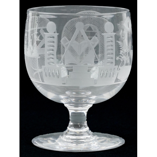 87 - Victorian Masonic glass goblet, 11.5cm high