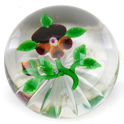 85 - Antique Baccarat pansy paperweight 8cm in diameter