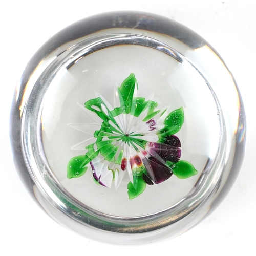 85 - Antique Baccarat pansy paperweight 8cm in diameter