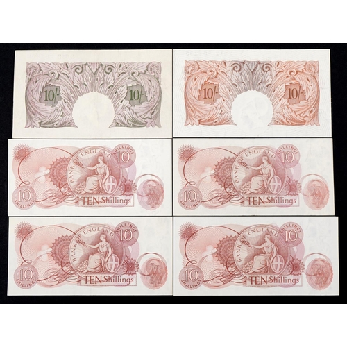 561 - Six Bank of England ten shilling banknotes, Chief Cashiers J S Fforde, K O Peppiatt and L K O'Brien