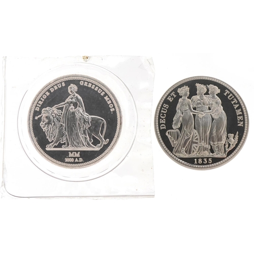 663 - Milestones of the Millennium one ounce silver coin together with a replica George III coin