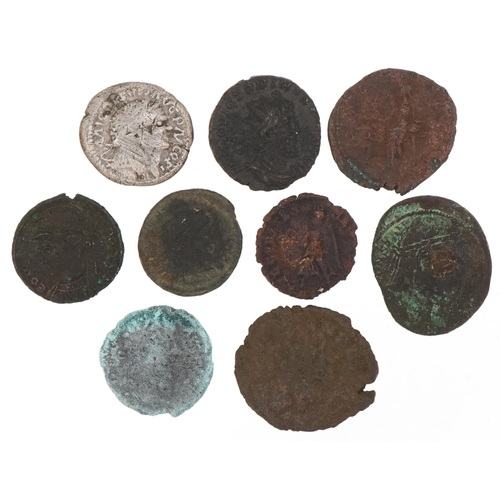 577 - Various ancient coins including a Roman coin and a silver example