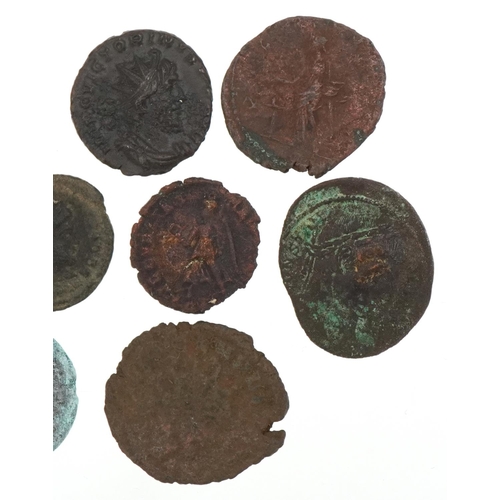 577 - Various ancient coins including a Roman coin and a silver example