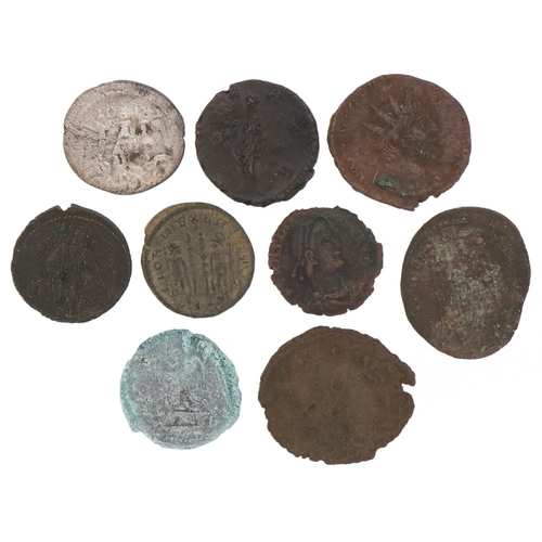 577 - Various ancient coins including a Roman coin and a silver example