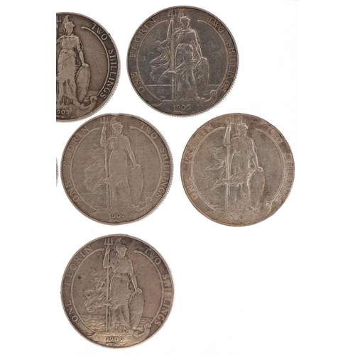 610 - Assorted silver Edward VII florins