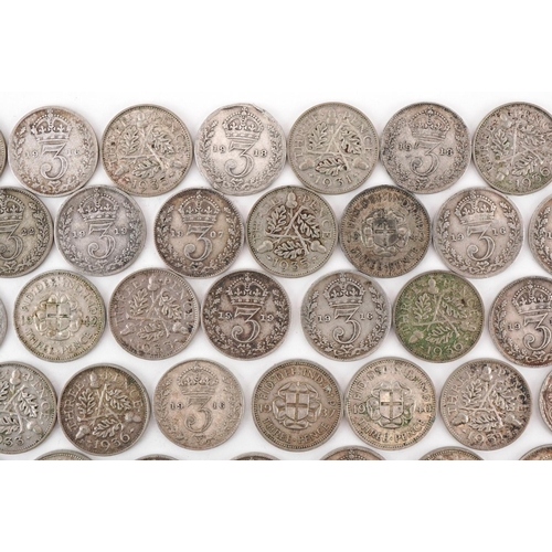 624 - Assorted silver threepenny pieces